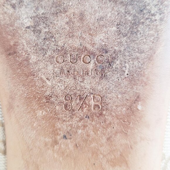 Gucci Brown Leather and GG Canvas Buckle Detail Ballet Flats - Size 8.5 - Picture 9 of 12